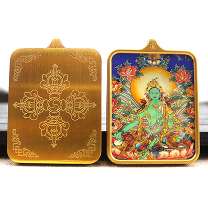 Titanium steel guardian thangka  Beautiful Chinese Tibetan pendant necklace