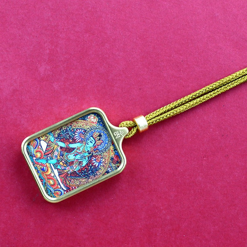 Titanium steel mini thangka pendant necklace Titanium steel mini thangka pendant necklace