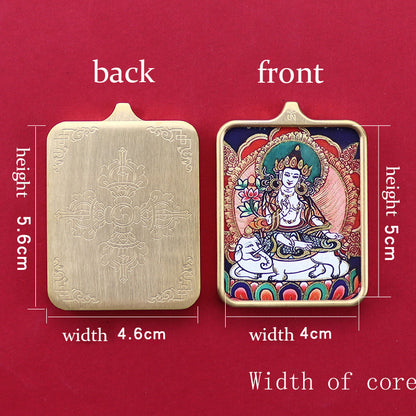 Titanium steel guardian thangka  Beautiful Chinese Tibetan pendant necklace