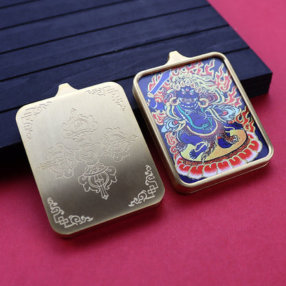 Titanium steel guardian thangka  Beautiful Chinese Tibetan pendant necklace