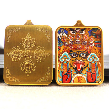 Titanium steel guardian thangka  Beautiful Chinese Tibetan pendant necklace