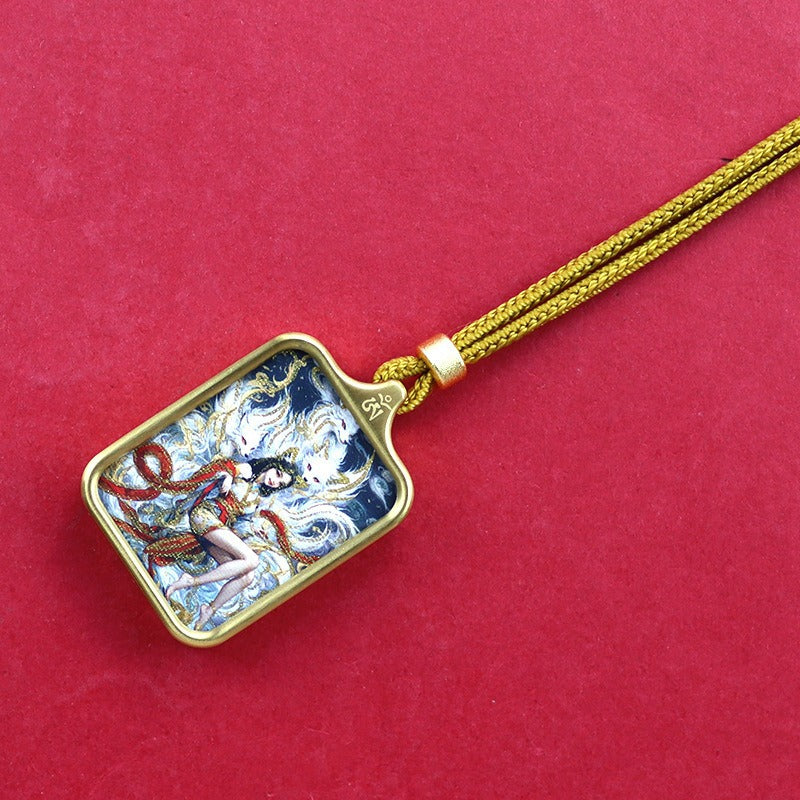 Titanium steel mini thangka pendant necklace Titanium steel mini thangka pendant necklace