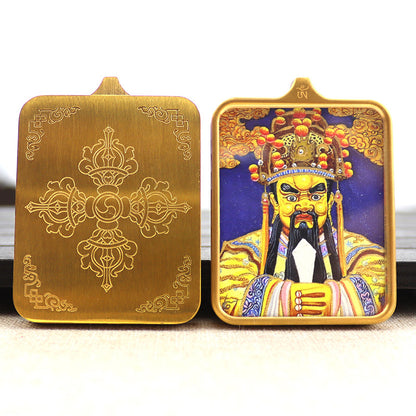 Titanium steel guardian thangka  Beautiful Chinese Tibetan pendant necklace
