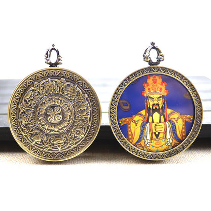Bronze round thangka pendant