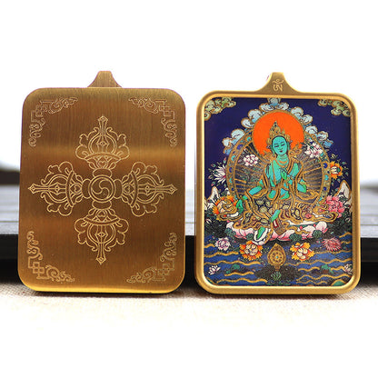 Titanium steel guardian thangka  Beautiful Chinese Tibetan pendant necklace