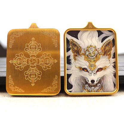 Titanium steel guardian thangka  Beautiful Chinese Tibetan pendant necklace