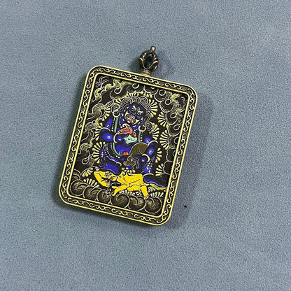 Black God of Wealth Thangka Brings wealth Beautiful pendant necklace Ancient Chinese pure painting art