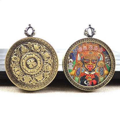 Bronze round thangka pendant