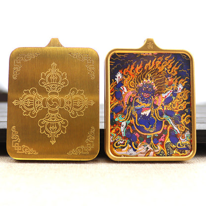 Titanium steel guardian thangka  Beautiful Chinese Tibetan pendant necklace