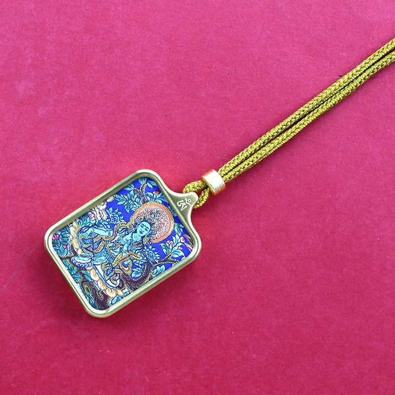 Titanium steel mini thangka pendant necklace Titanium steel mini thangka pendant necklace