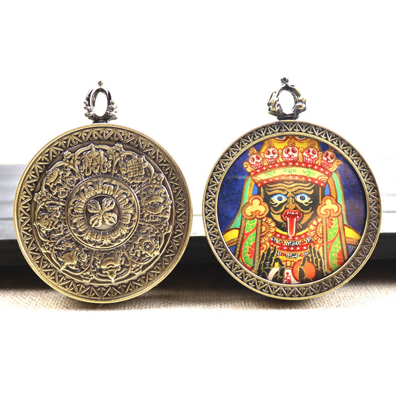 Bronze round thangka pendant