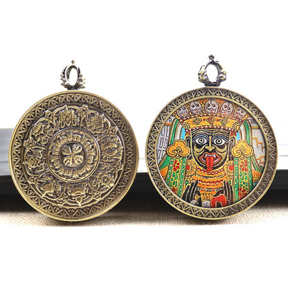 Bronze round thangka pendant