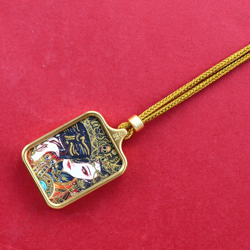 Titanium steel mini thangka pendant necklace Titanium steel mini thangka pendant necklace