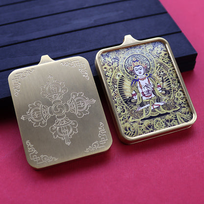 Titanium steel guardian thangka  Beautiful Chinese Tibetan pendant necklace
