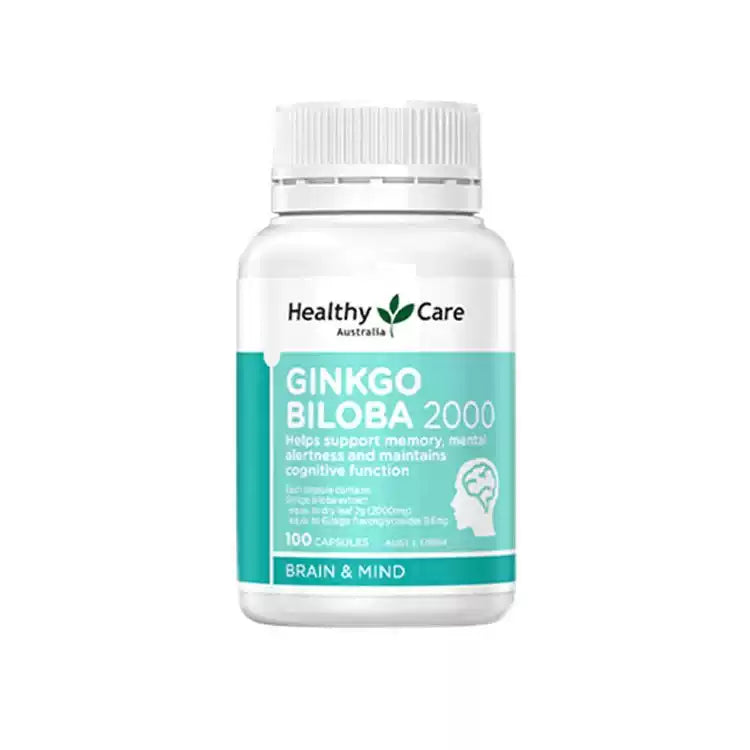 Australian Healthy Care Ginkgo Biloba Capsules 100 Pills, Enhance Memory & Brain Health