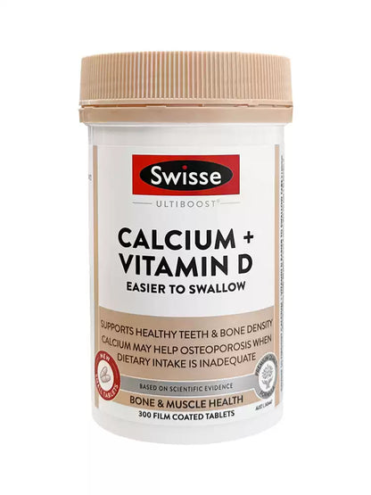 Australian Swisse Mini Calcium Tablets 300 Pills, Calcium Citrate with Vitamin D, for Adults Elderly & Pregnant Women