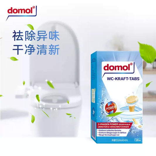 Domol Toilet Cleaning Effervescent Tablets, Limescale & Urine Scale Remover, Yellow Stain Cleaner Blocks