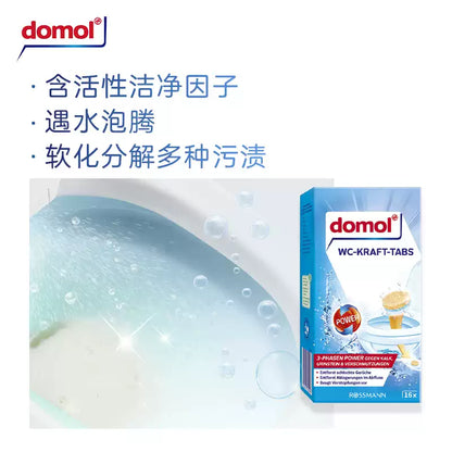 Domol Toilet Cleaning Effervescent Tablets, Limescale & Urine Scale Remover, Yellow Stain Cleaner Blocks