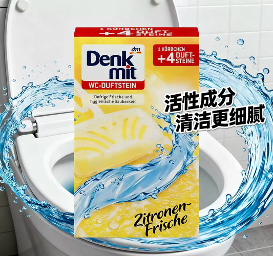 German Denkmit Toilet Cleaner Blocks, Lemon Scent, Deodorizing & Antibacterial, Keep Toilet Fresh and Clean