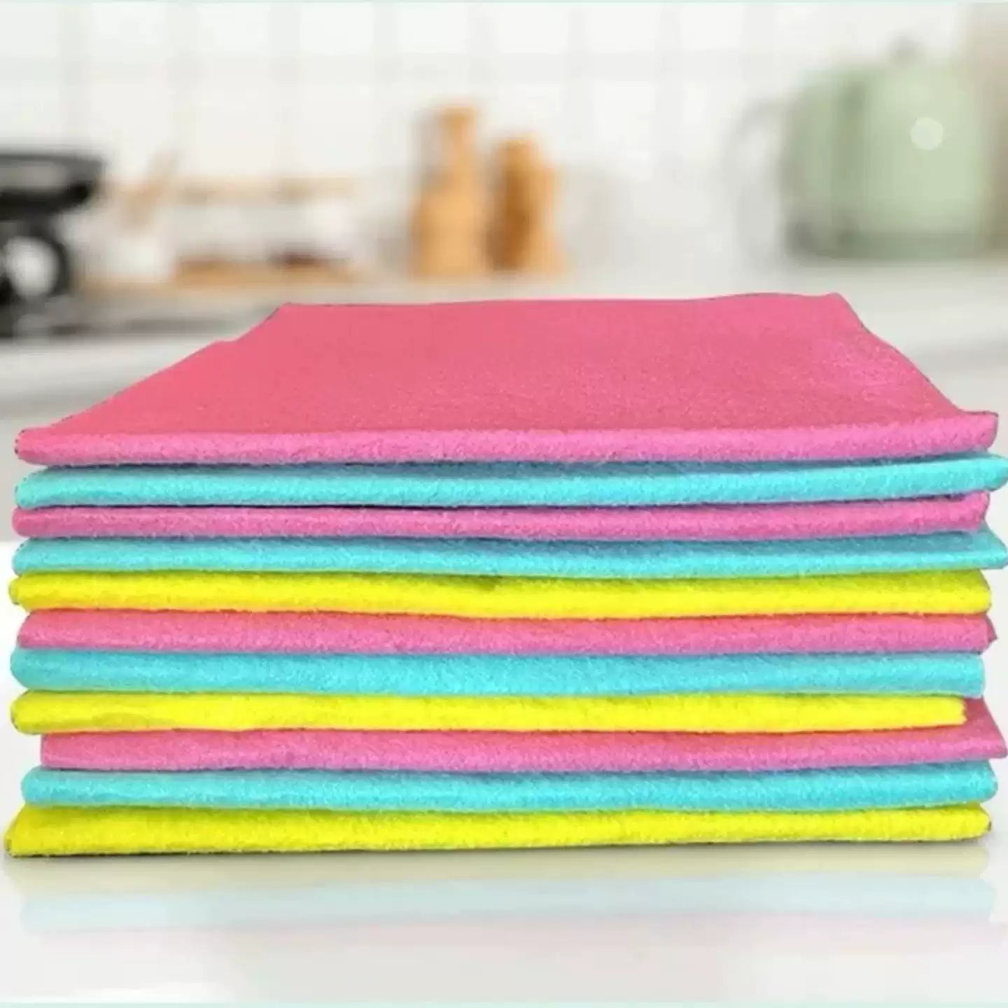 German DM Scouring Pad | Oil-proof Kitchen Dish Cloth, Water-absorbent Sponge Wipe, Dual-sided Cleaning Cloth for Kitchen & Car Glass