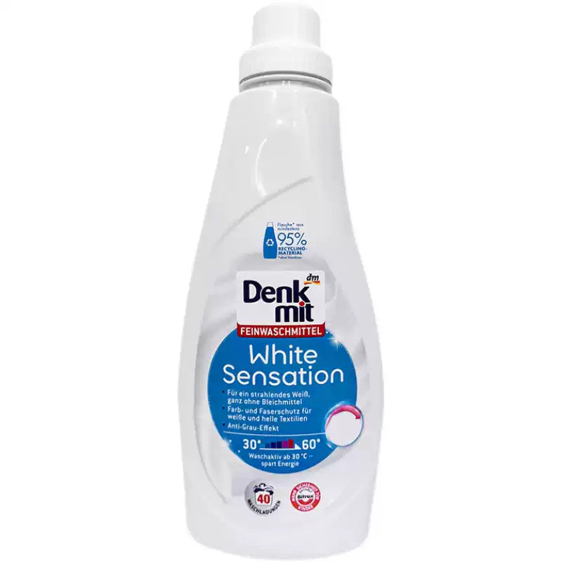 Imported German Denkmit Laundry Detergent for White & Light Clothes, Stain Removing & Whitening, Long-lasting Fragrance, Hand & Machine Wash, 1L