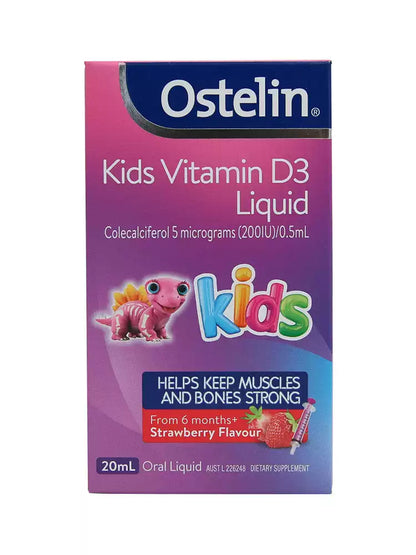 Australian Ostelin Infant Liquid Vitamin D3 Drops, Strawberry Flavor, 20ml