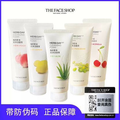 The Face Shop Facial Cleanser, Aloe & Lemon Formula, Mild Hydrating Foam Cleanser, Refreshing Clean for Students