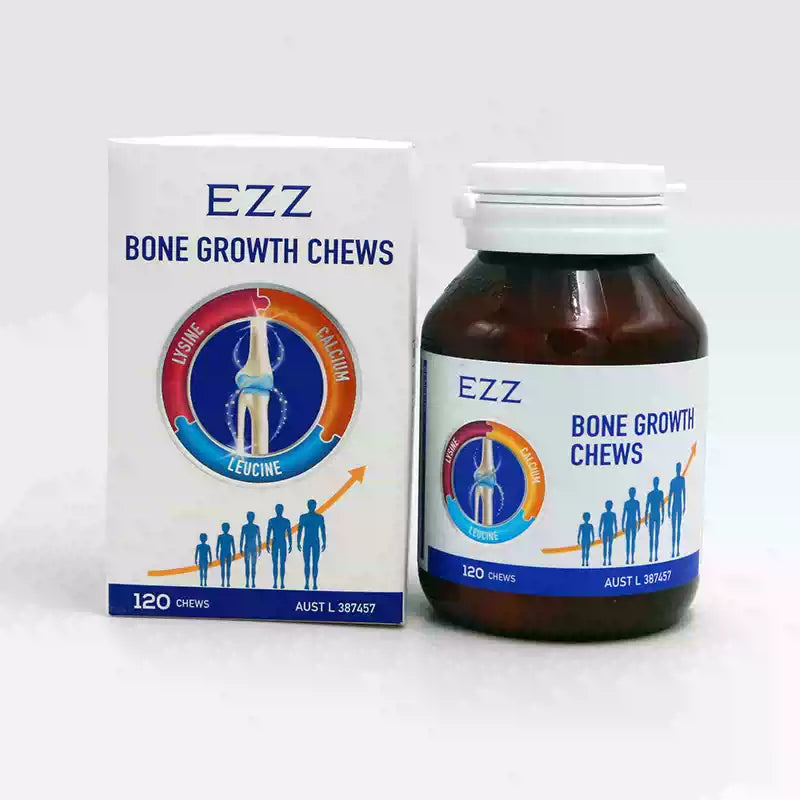 Australian EZZ Lysine Growth Tablets 120 Pills, Calcium Carbonate Chewables for Kids & Teens Growth Development