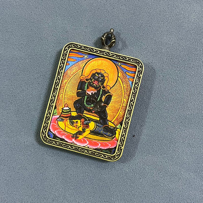 Black God of Wealth Thangka Brings wealth Beautiful pendant necklace Ancient Chinese pure painting art